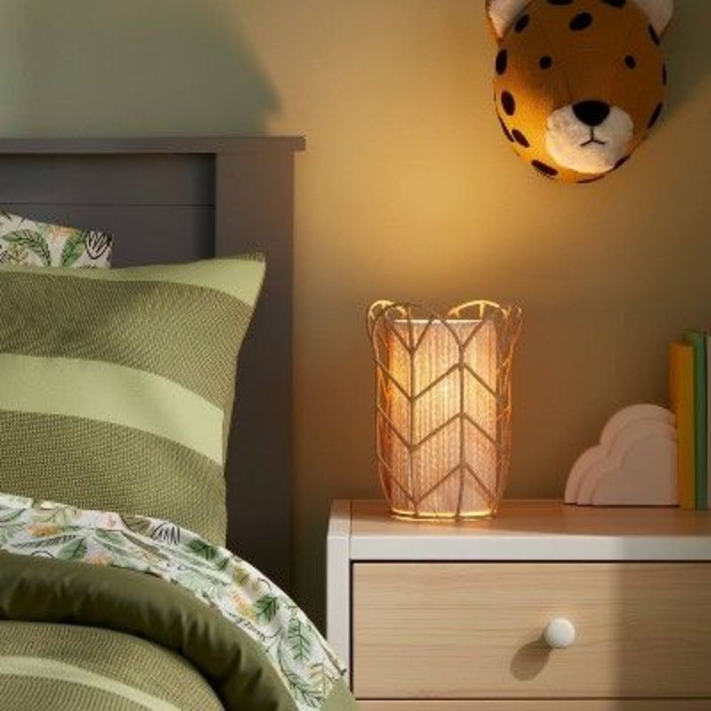 Rattan Tulip Cylinder Bedside Lamp (Includes Energy Efficient Bulb) - Pillo - Picture 2 of 3